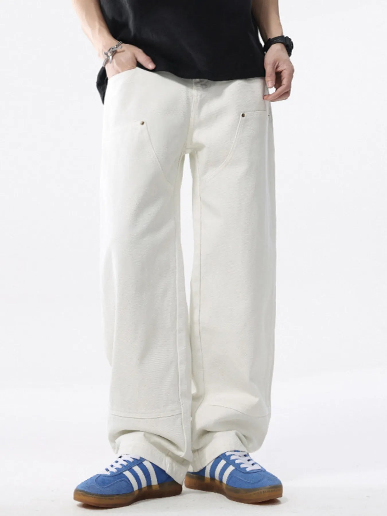 Men's Full Size Distressed Wide Leg Jeans Plus Size