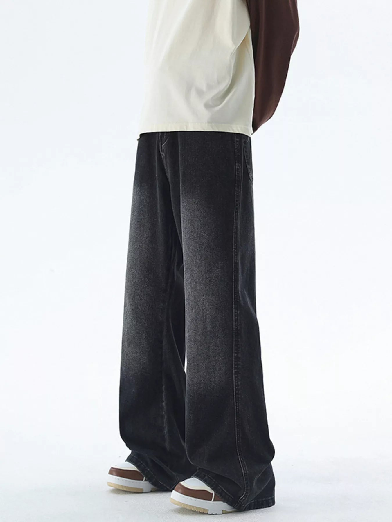 Men's Plus Size Vintage Wash Wide Leg Jeans