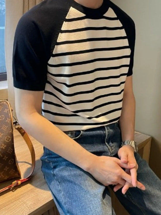 Men's Striped T-Shirt with Raglan Sleeves