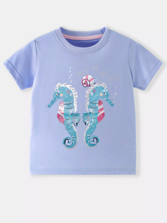 Children's Seahorse Graphic Short Sleeve T-Shirt