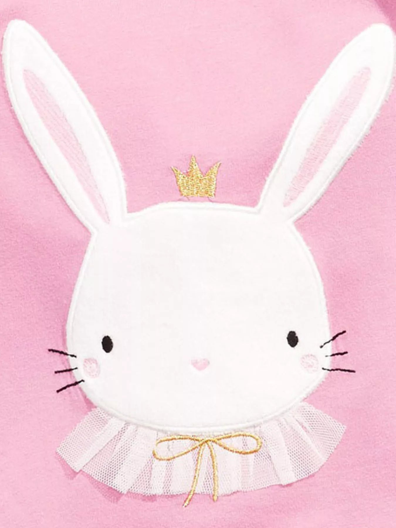 Children's Cute Bunny Applique Round Neck T-Shirt