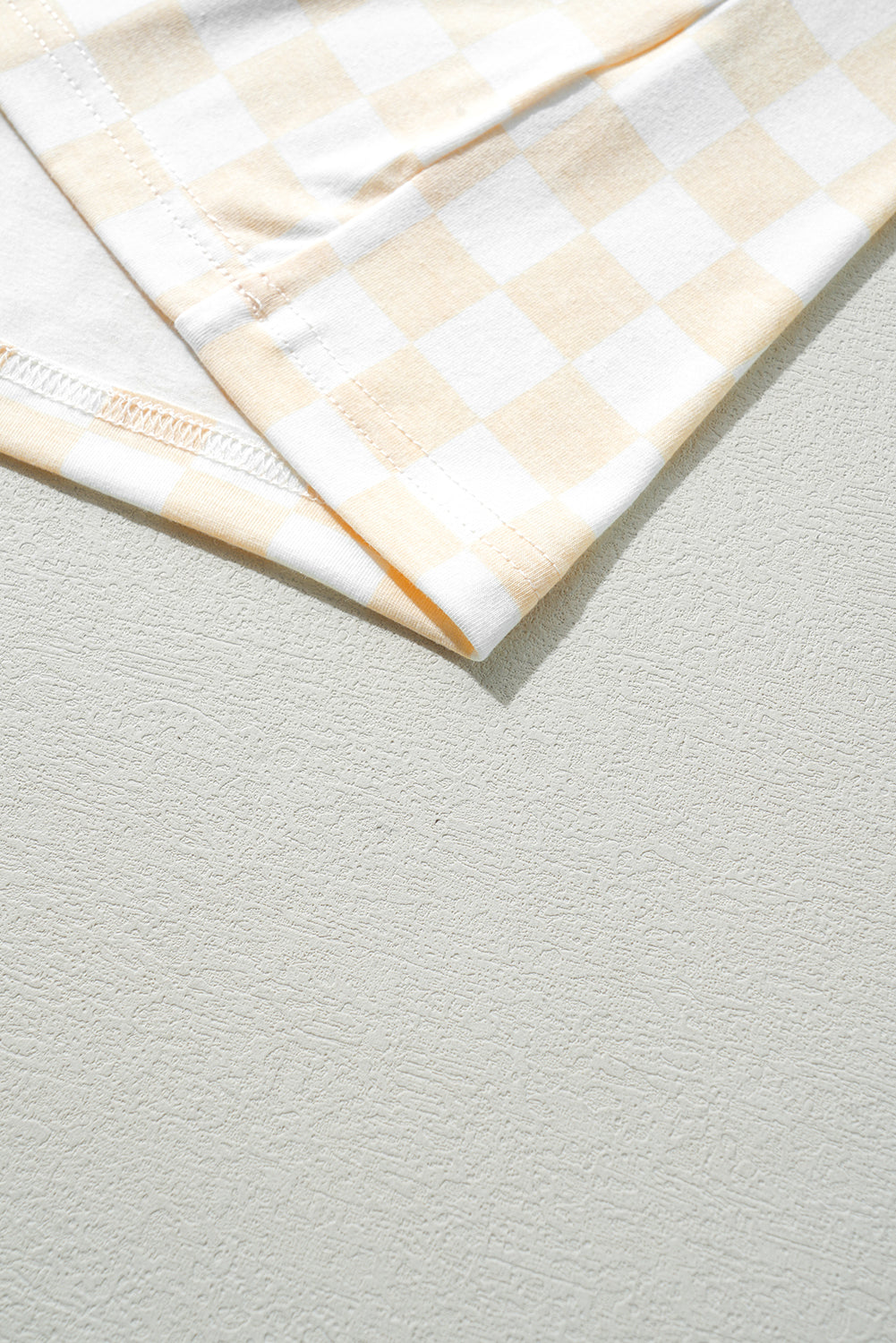 Beige Checkered Print Long Sleeve Loose Fit Pajama Set 