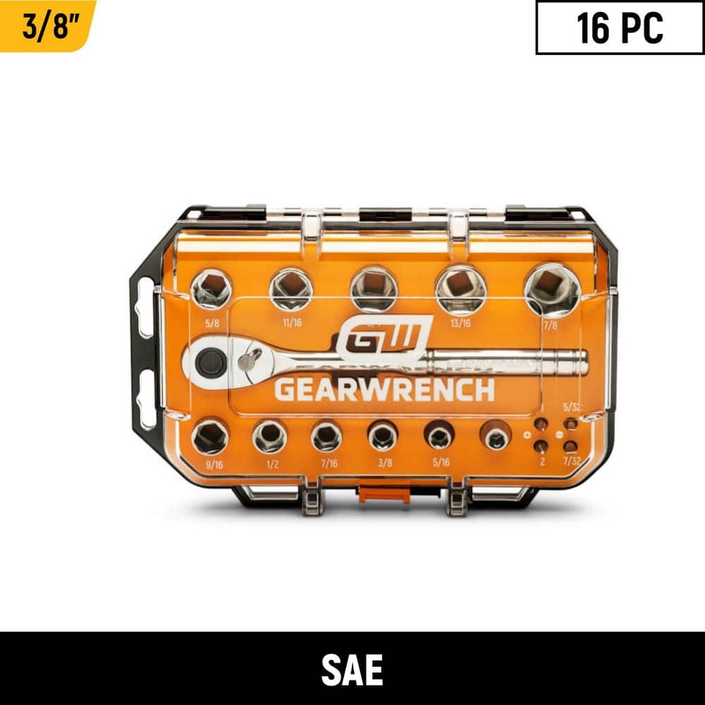 GearWrench 3/8" Drive 72-Tooth 6-Point SAE 16-Piece Tool Set