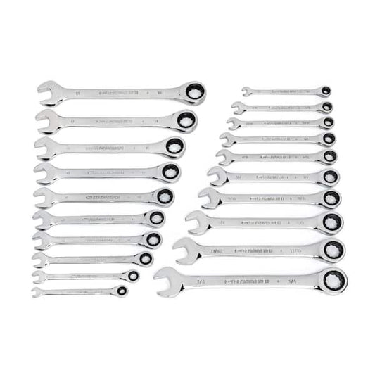 GEARWRENCH 72-Tooth 12-Point SAE/Metric Ratcheting Wrench Set 20-Piece
