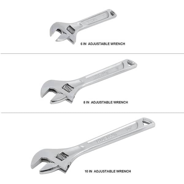 Husky 3-Piece Double Speed Adjustable Wrench Set: Durable Steel, SAE/Metric