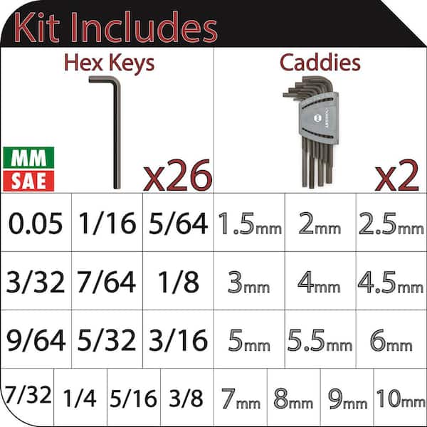 Husky 26-Piece Long Arm Hex Key Set with SAE/Metric Sizes