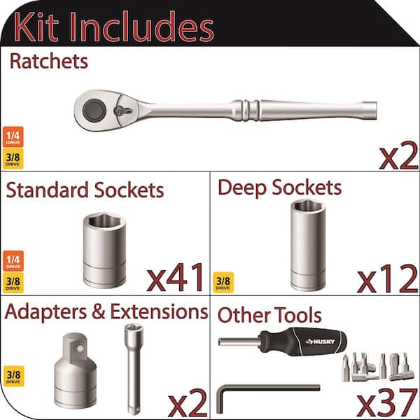 Husky 94-Piece Mechanics Tool Set with EVA Foam Case