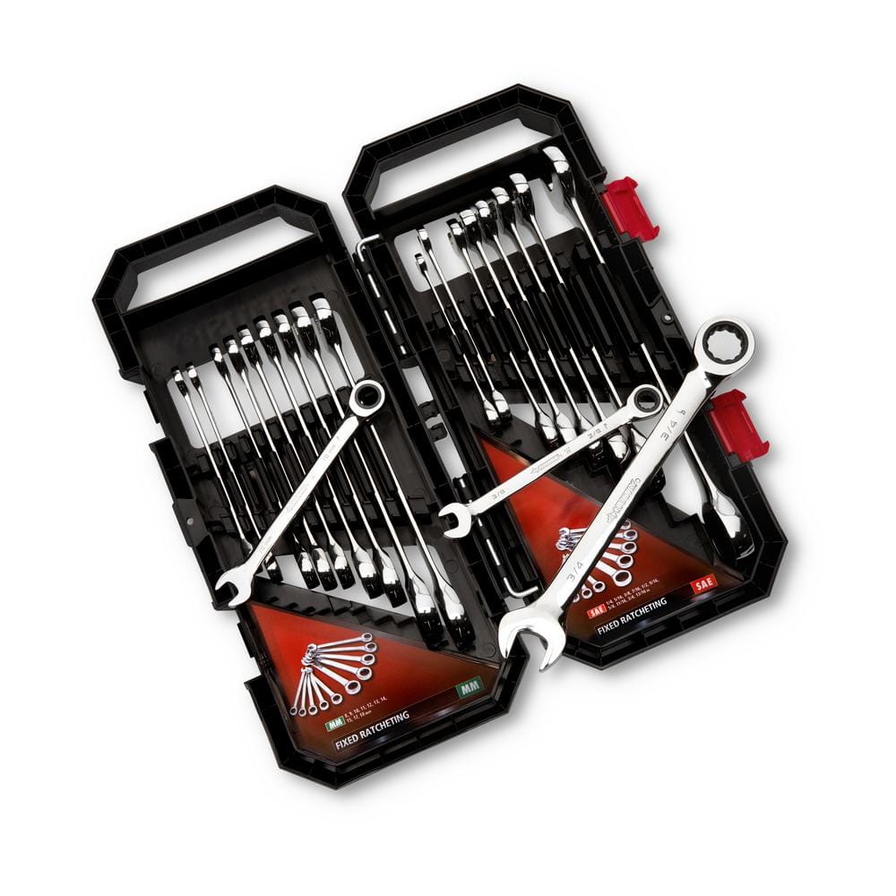 Husky 72-Tooth Ratcheting SAE/MM Combination Wrench Set 20-Piece