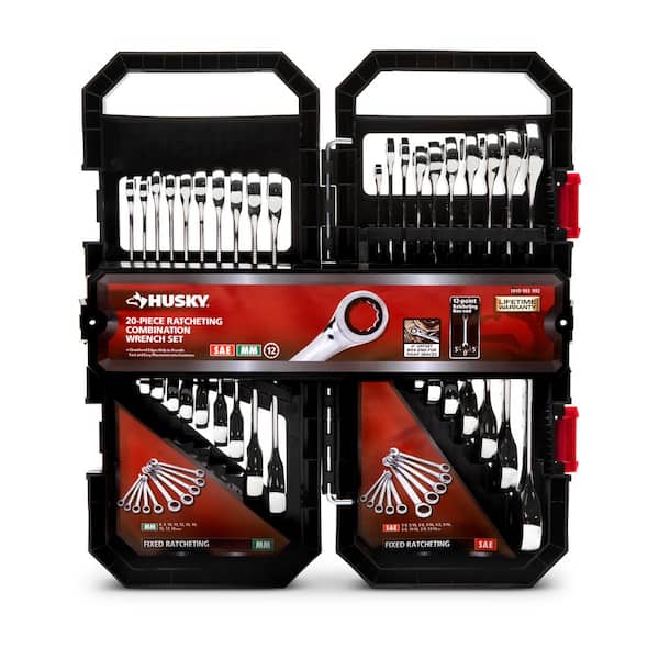 Husky 72-Tooth Ratcheting SAE/MM Combination Wrench Set 20-Piece