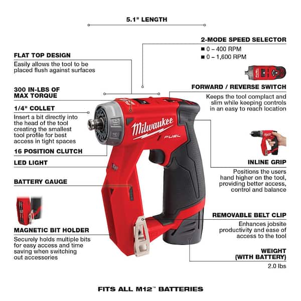 Milwaukee M12 FUEL 12V 4-in-1 Drill/Driver Kit