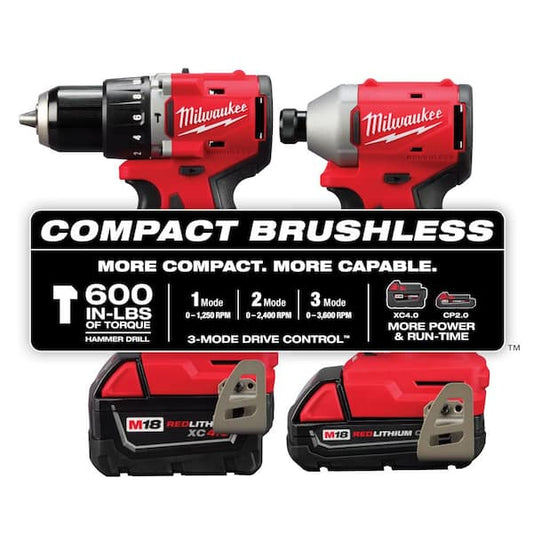 Milwaukee M18 18V Brushless Hammer Drill Combo Kit