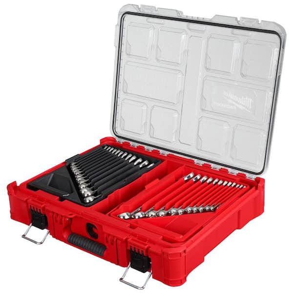 Milwaukee 30-Piece Metric SAE Combination Wrench Set with PACKOUT Organizer