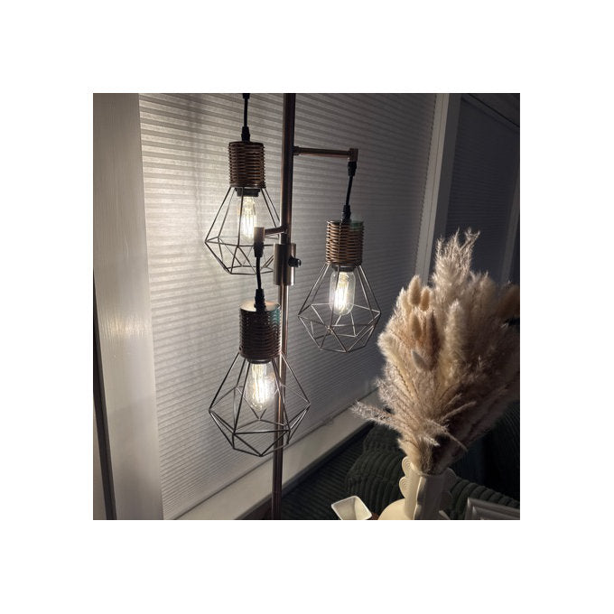 Crevan 65" Dimmable Rattan Tree Floor Lamp with 3 Bulbs