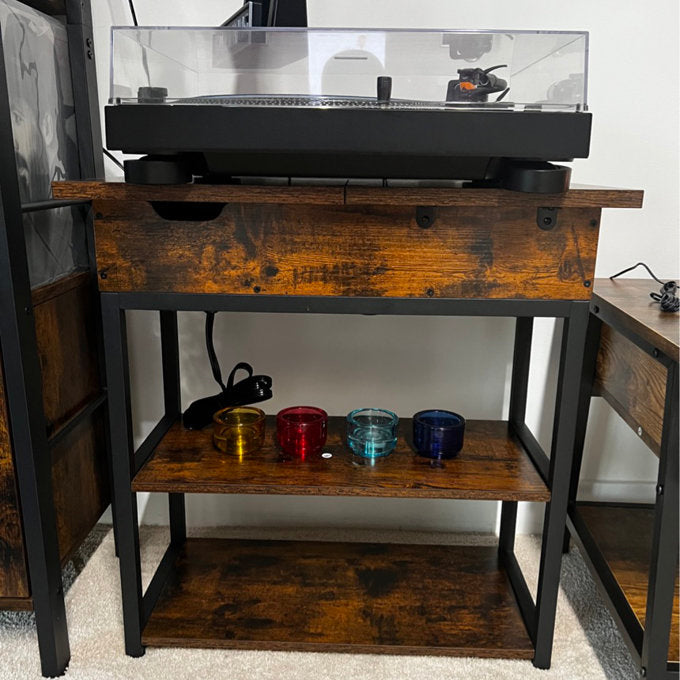 17 Stories Rustic End Table with Storage and USB Charging