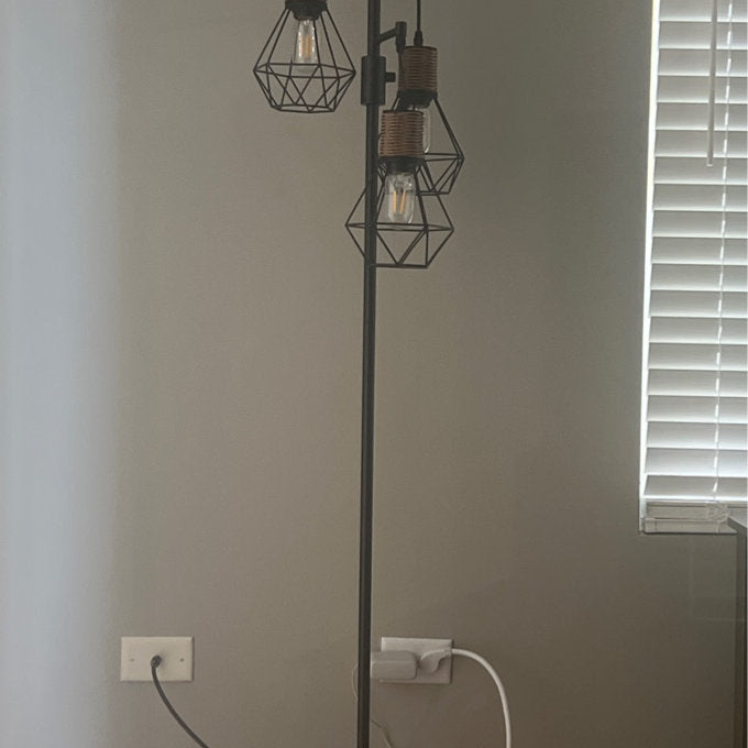 Crevan 65" Dimmable Rattan Tree Floor Lamp with 3 Bulbs