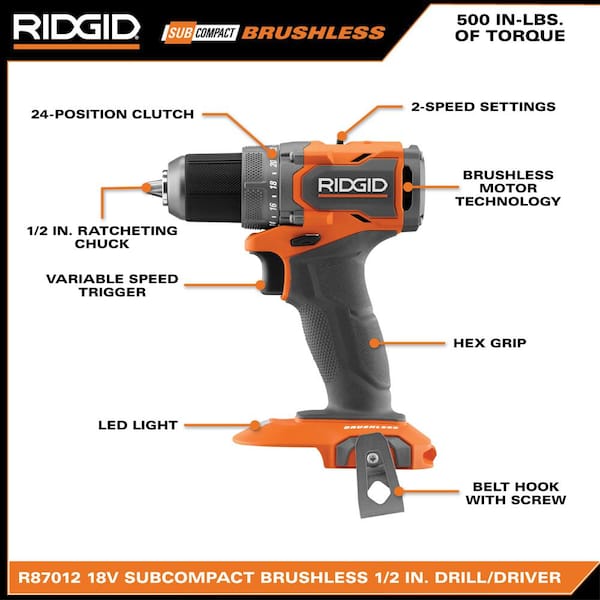 RIDGID 18V SubCompact Brushless 2-Tool Combo Kit