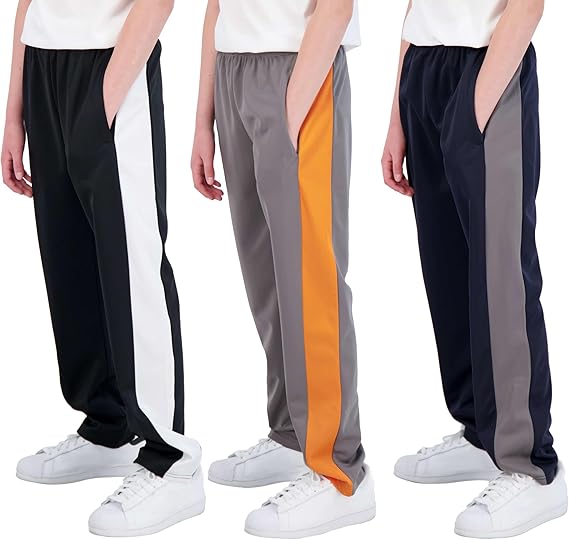 Real Essentials 3 Pack: Boys' Tricot Open Bottom Fleece-Lined Sweatpants.
