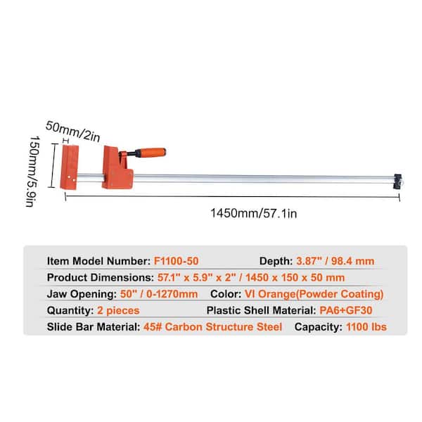 SKYSHALO 50-Inch Bar Clamps Parallel Set for Woodworking