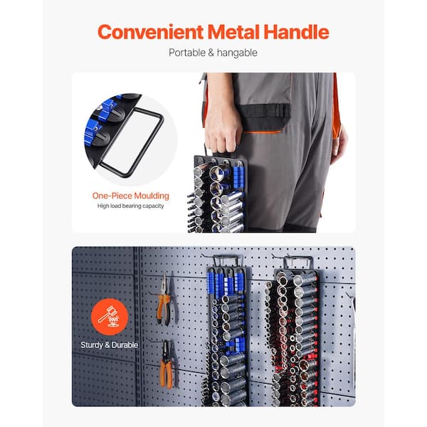 VEVOR Portable Socket Organizer Tray Holds 160 Metric SAE Clips