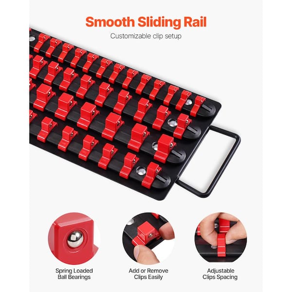 VEVOR Portable Socket Organizer Tray Holds 160 Metric SAE Clips